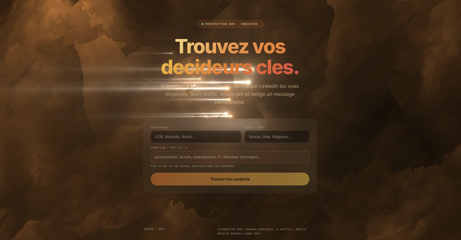 Capture d'écran de Lead Finder, outil de prospection